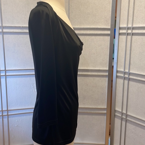 *Stunning Black Drop Neck Line Black 3/4 length Blouse Size M - Picture 5 of 5